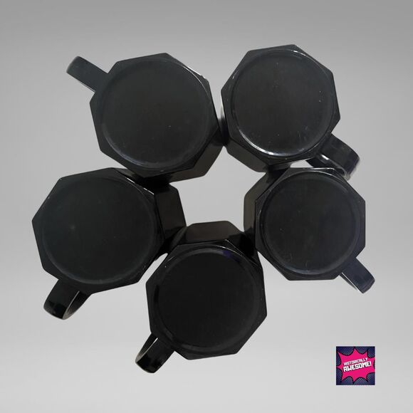 Arcoroc Octime Set of 5 Black Mugs - Made in France - A++ Vintage Condition - Picture 4 of 5